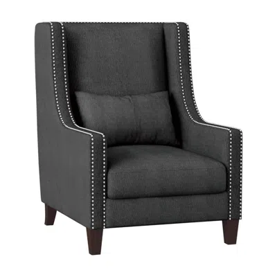 Hivvago 33 Inch Accent Armchair, High Back, Loose Cushions, 1 Lumbar Pillow, Gray In Black