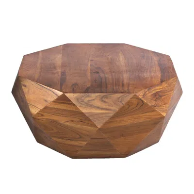 Hivvago 33 Inch Diamond Shape Acacia Wood Coffee Table With Smooth Top, Dark Brown