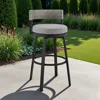 Hivvago 33" Light Gray Metal Swivel Low Back Outdoor Bar Height Chair With Footrest In Gray