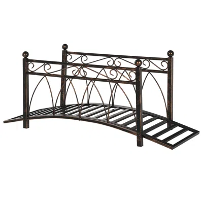 Hivvago 3.3' Metal Arch Garden Bridge With Safety Rails