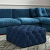 Hivvago 33" Navy Blue Velvet Rolling Tufted Cocktail Ottoman In Blue