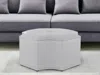 Hivvago 33" Silver Faux Leather Tufted Octagonal Cocktail Ottoman In White