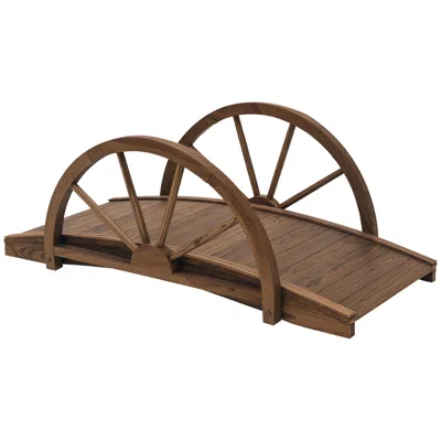 Hivvago 3.3' Wooden Garden Bridge With Arc & Half-wheel Railings