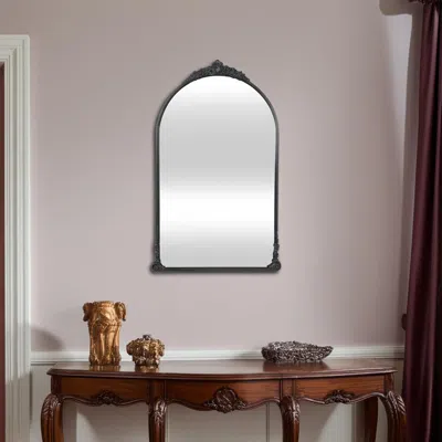 Hivvago 34" Black Metal Arch Accent Mirror