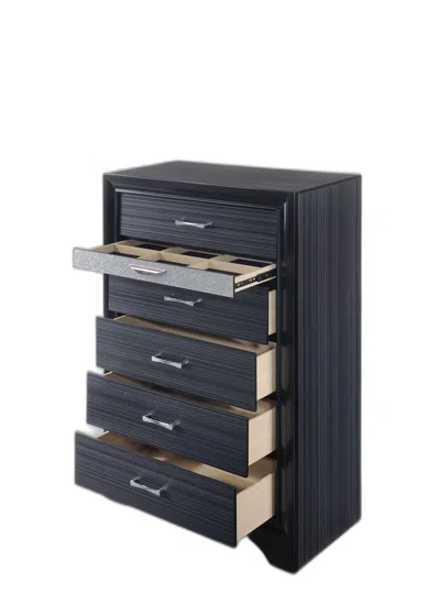 Hivvago 34" Black Solid Wood Six Drawer Chest