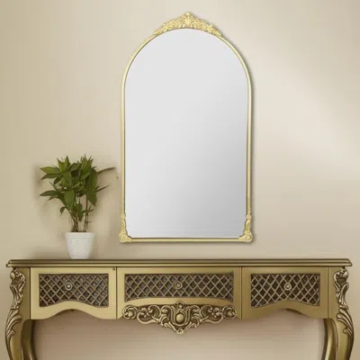 Hivvago 34" Gold Metal Arch Accent Mirror