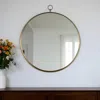 Hivvago 34" Gold Round Iron Framed Accent Mirror In Gold