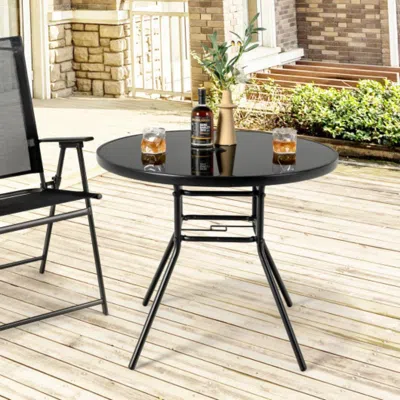 Hivvago 34 Inch Patio Dining Table With 1.5 Inch Umbrella Hole For ...