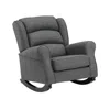 Hivvago 34 Inch Rocking Chair, Wood Frame, Channel Tufted Gray Fabric Upholstery