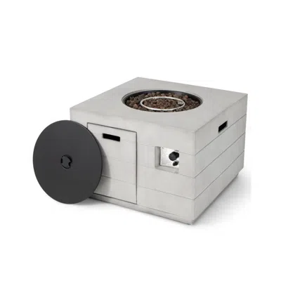 Hivvago 34 Inch Square Concrete Propane Fire Pit Table With Lava Rocks And Cover 50 000 Btu-gray
