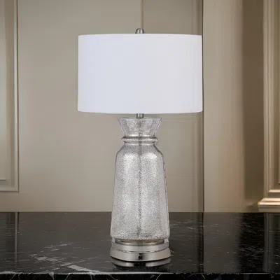Hivvago 34 Inch Table Lamp Set Of 2, White Shade, Glass Vase Shape And Metal Base