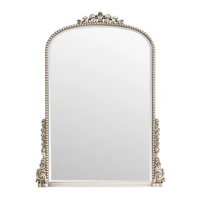 Hivvago 34" Silver Baroque Arch Ornate Framed Accent Mirror In Brown