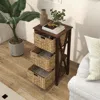 Hivvago 3/4-tier Nightstand With 2/3 Seagrass Baskets Narrow X-design-4 Tier