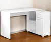 Hivvago 34" White L Shape Computer Desk With Two Drawers In White