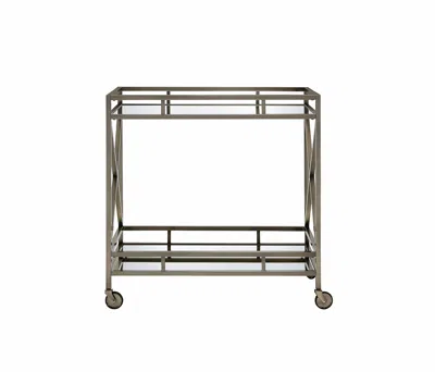 Hivvago 34" X 20" X 35" Antique Brass Metal Serving Cart In Metallic
