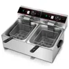 Hivvago 3400w Dual Tank Electric Countertop Deep Fryer In Metallic