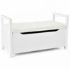 Hivvago 34.5 Ã-15.5 Ã-19.5 Inch Shoe Storage Bench With Cushion Seat For Entryway-white