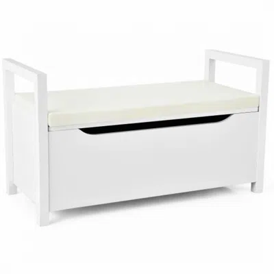 Hivvago 34.5 Ã-15.5 Ã-19.5 Inch Shoe Storage Bench With Cushion Seat For Entryway-white