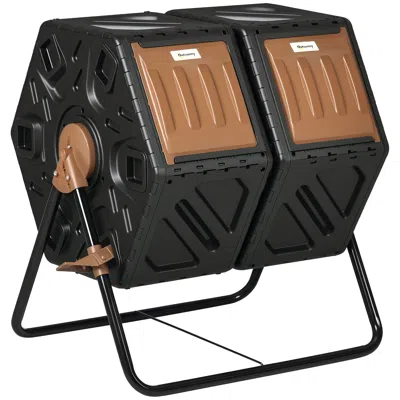 Hivvago 34.5-gallon Dual-chamber Outdoor Compost Tumbler In Black