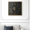 Hivvago 35" Black And Gold Glass And Metal Exposed Gear Square Wall Clock In Black