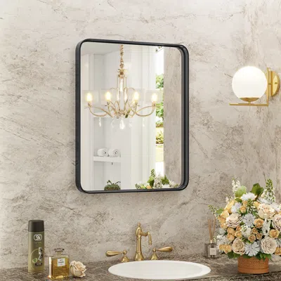 Hivvago 35" Black Metal Framed Bathroom Vanity Mirror