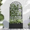 Hivvago 35" Black Metal Indoor Outdoor Rectangular Planter Box In Black