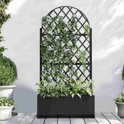 Hivvago 35" Black Metal Indoor Outdoor Rectangular Planter Box
