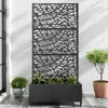 Hivvago 35" Black Metal Indoor Outdoor Rectangular Planter Box In Black