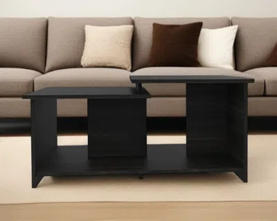 Hivvago 35" Black Wood Abstract Coffee Table