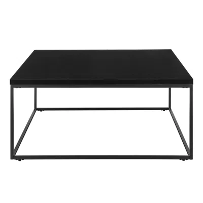 Hivvago 35" Black Wood And Metal Square Frame Coffee Table