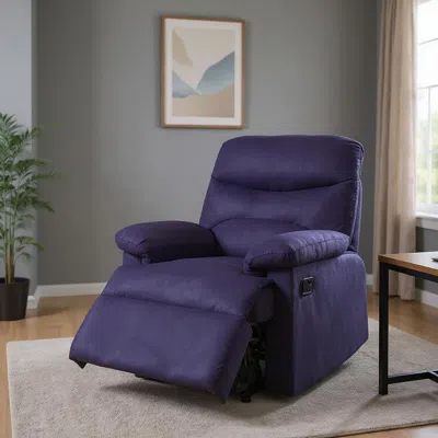 Hivvago 35" Blue Velvet Manual Recliner In Purple