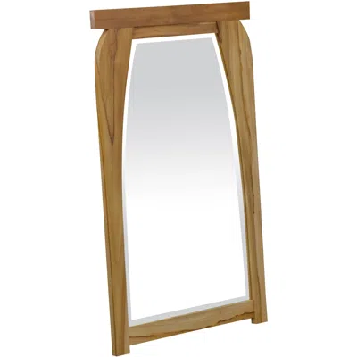 Hivvago 35" Brown Abstract Wood Framed Accent Mirror