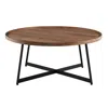 Hivvago 35" Brown And Black Wood And Metal Round Frame Coffee Table In Brown