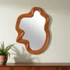 Hivvago 35" Brown Solid Wood Abstract Geometric Framed Accent Mirror In Brown