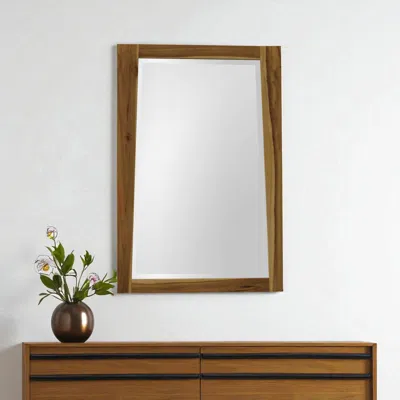 Hivvago 35" Brown Wood Accent Mirror
