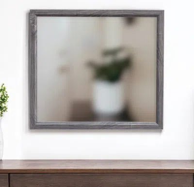 Hivvago 35" Dark Gray Wood Framed Accent Mirror