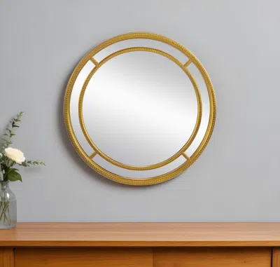 Hivvago 35" Gold Geo Dot Round Double Frame Accent Mirror