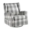 Hivvago 35 Inch Accent Swivel Chair, Glider, Checkered Fabric, Light Gray