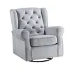 Hivvago 35 Inch Accent Swivel Chair, Glider, Tufted Back, Gray In Gray