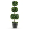 Hivvago 35 Inch Artificial Boxwood Topiary Ball Tree With Cement-filled Pot-green