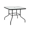 Hivvago 35 Inch Patio Dining Square Tempered Glass Table With Umbrella Hole