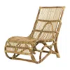 Hivvago 35 Inch Retro Style Rattan Lounge Chair, Slatted Support, Natural Brown