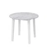 Hivvago 35 Inch Round Dining Table With Rubber Wood Legs And Marble-textured Veneer Tabletop