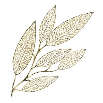 Hivvago 35 Inch Wall Art Decor, Large Carved Leaf Design, Aluminum Gold Finish