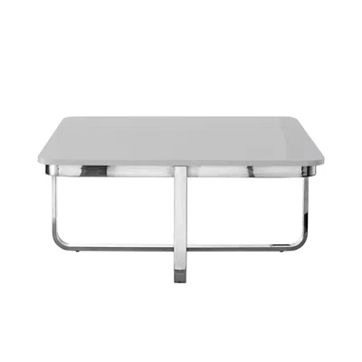 Hivvago 35" Light Gray And Silver Metallic Wood And Stainless Steel Square Coffee Table