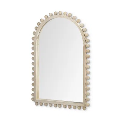 Hivvago 35" Natural Arch Wood Framed Accent Mirror In Neutral