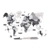 Hivvago 35" X 59" Black Gray And White Wood World Map Hanging Dimensional Sculpture In Multi