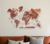 Hivvago 35" X 59" Brown And Tan Wood World Map Hanging Dimensional Sculpture In Brown