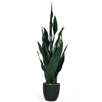 Hivvago 35.5 Inch Indoor-outdoor Artificial Fake Snake Plant In Green