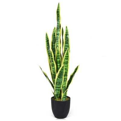 Hivvago 35.5 Inch Indoor-outdoor Decoration Fake Artificial Snake Plant In Green